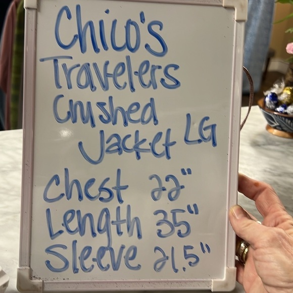 Chico’s Travelers Collection Mixed Print Crushed Jacket With Hook Closure Size L - Picture 10 of 16